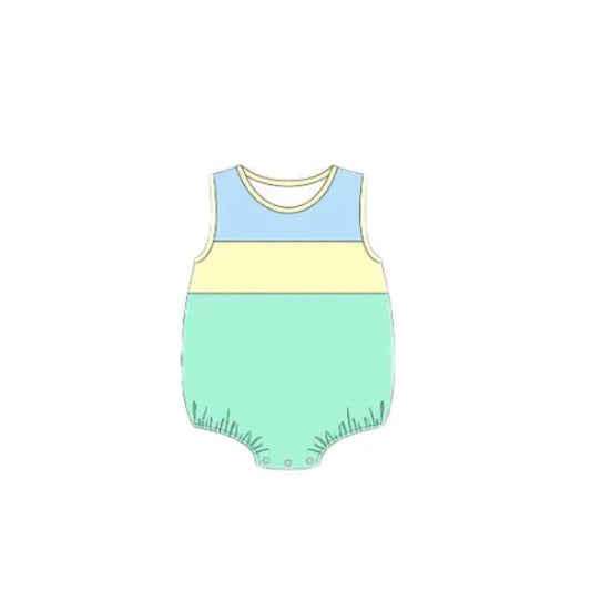 Baby Boys Sleeveless Blue Yellow Aqua Rompers Preorder 11.20