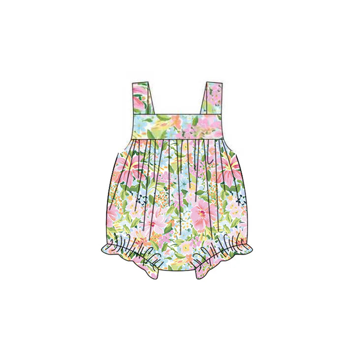 Baby Girls Strap Floral Ruffle Rompers Preorder 11.20