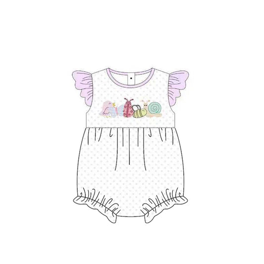 Baby Girls Flutter Sleeve Ladybirds Snails Polka Dots Ruffle Rompers Preorder 11.20