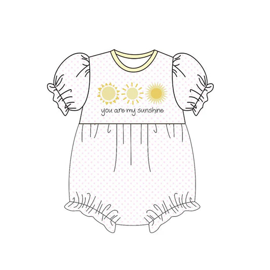 Baby Girls Short Sleeve You are My Sunshine Polka Dots Ruffle Rompers Preorder 11.20