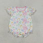 Sibling Baby Girls Short Ruffle Sleeve Colorful Bows Scallop Knee Length Dress Rompers