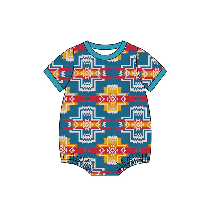 Baby Boys Short Sleeve Western Aztec Rompers Preorder 11.29