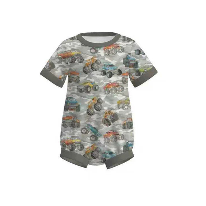 Baby Boys Grey Camo Trucks Southern Rompers Preorder 11.29