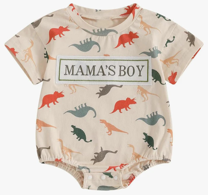 Baby Mama's Boys Dinosaurs Western Short Sleeve Rompers Preorder 11.29