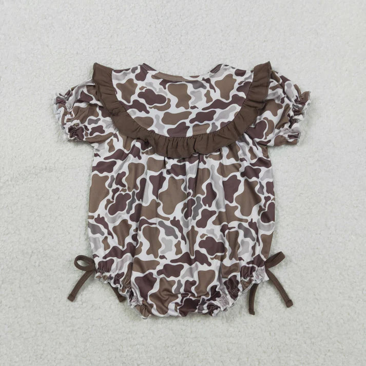 Kids Sibling Clothing Embroidery Mama's Boy Girl Brown Camo Shorts Clothes Set Dress Rompers