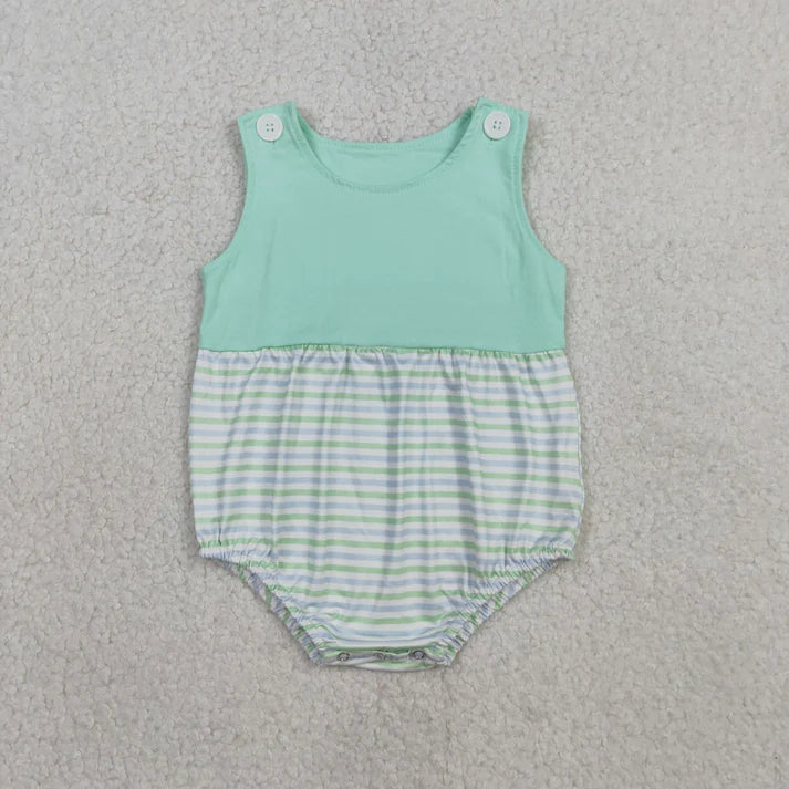 Sibling Baby Rompers Boys Girls Pink Aqua Patchwork Rompers