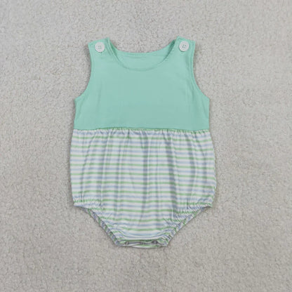 Sibling Baby Rompers Boys Girls Pink Aqua Patchwork Rompers
