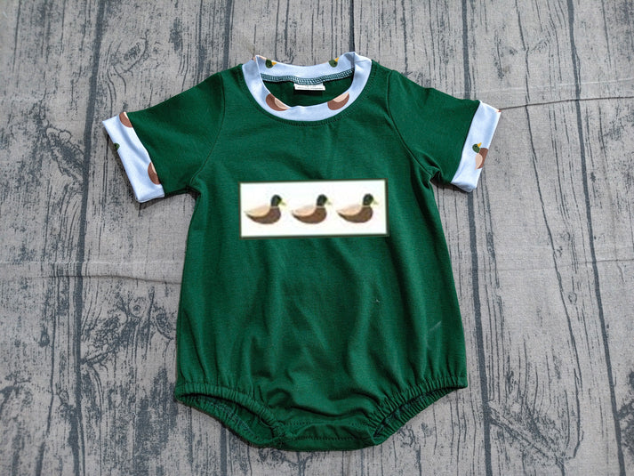 Embroidery Ducks Baby Boys Short Sleeve Hunting Rompers Preorder