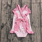 Baby Girls Pink Strap Flowers Back Bows Ruffle Rompers Preorder SR4112
