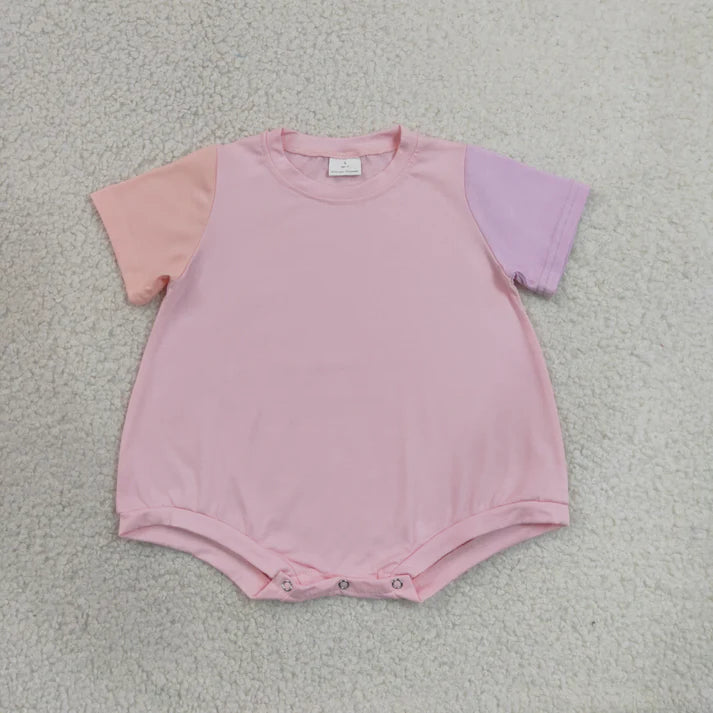 Sibling Baby Kids Short Sleeve Colorful Patchwork Rompers