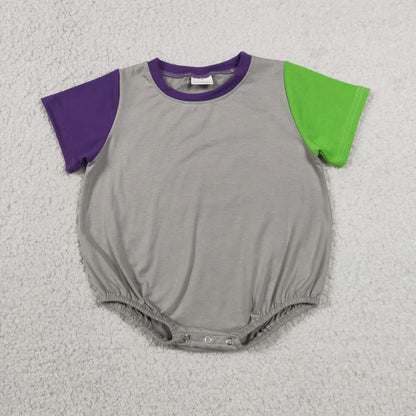Sibling Baby Kids Short Sleeve Colorful Patchwork Rompers