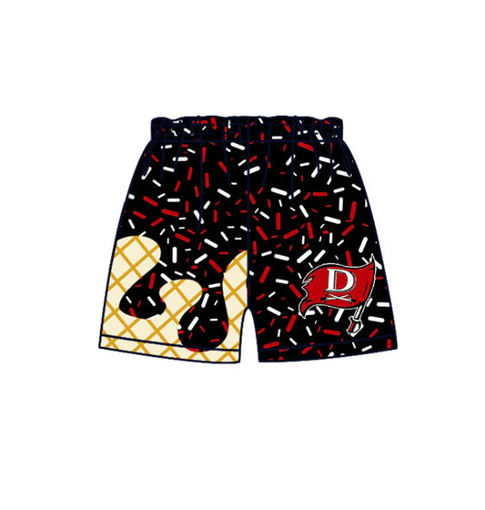 MOQ 5 pcs D black red ice cream sprinkle kids boys team shorts 8.19