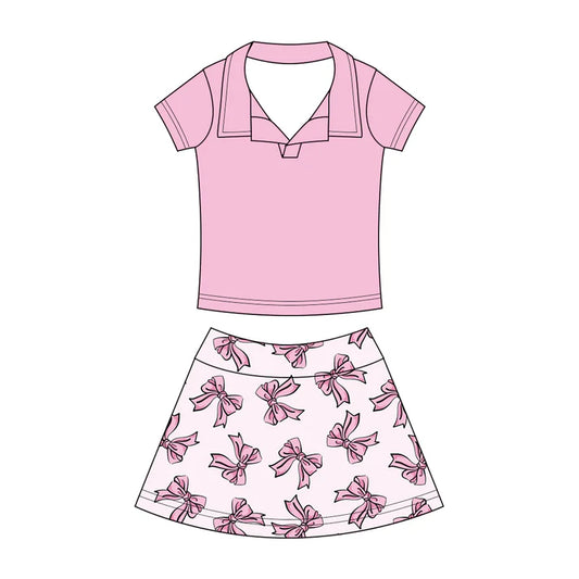Preorder (moq 5)Baby Girls Button Pullovers Top Colorful Bows Skirt Shorts Clothes Set 12.19