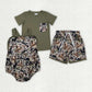 Sibling Baby Boys Shirt Top Dog Ducks Camo Pockets Short Hunting Clothes Set Strap Rompers
