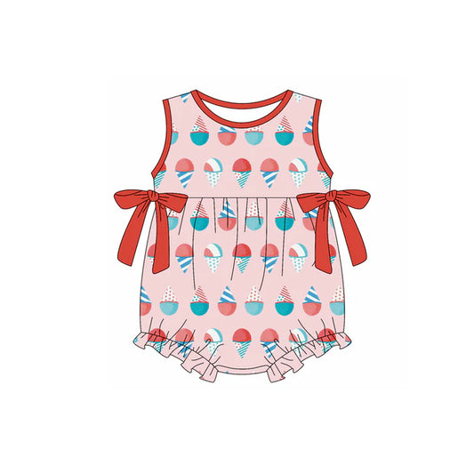 Preorder (moq 5)Baby Girls Sleeveless Ice Creams Bows Ruffle Rompers 12.30