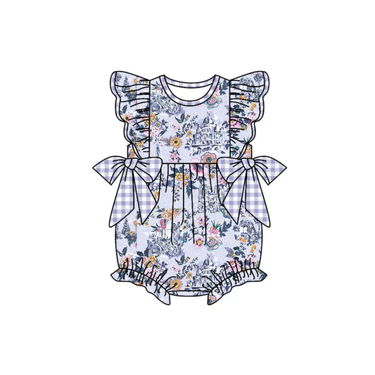 preorder(moq 5) Baby Girls Flutter Sleeve Flowers Bows Ruffle Rompers 12.30
