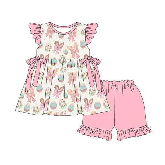 Preorder (moq 5)Baby Girls Flutter Sleeve Mama's Girl Flowers Tunic Ruffle Shorts Clothes Set 12.30