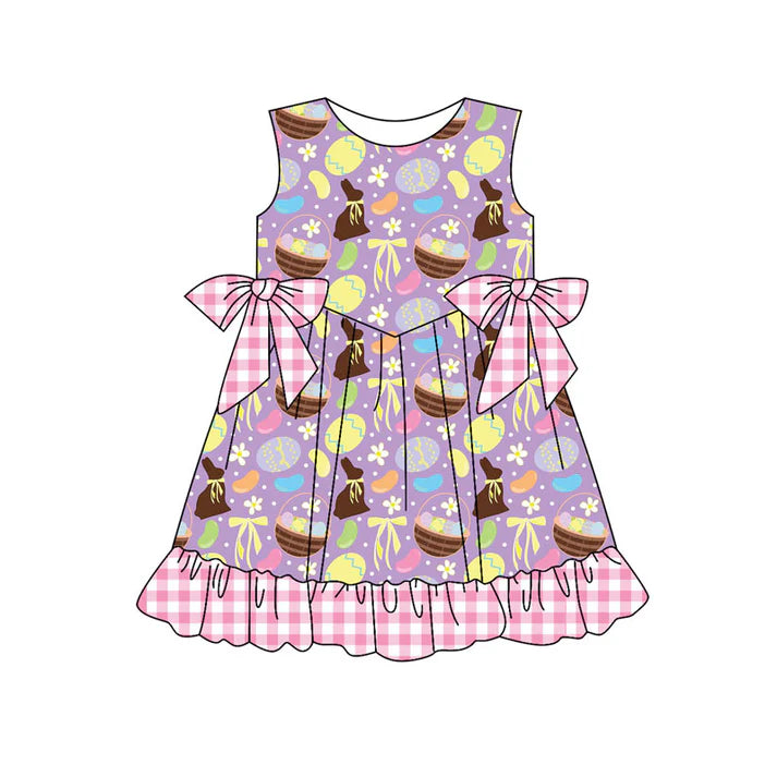 Preorder (moq 5)Baby Girls Rabbit Flower Eggs Easter Ruffle Knee Length Dresses 12.30