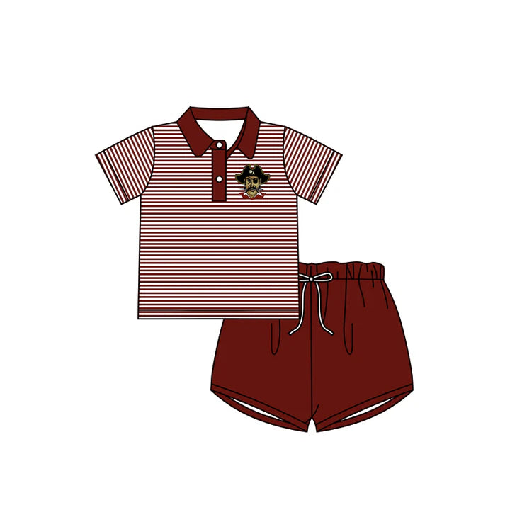 preorder(moq 5) Baby Boys Raiders Wine Team Tee Shirt Shorts Clothes Sets 6.30