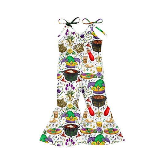 Preorder (moq 8)Baby Girls Straps Anchors Foots Mardigras Bell Bottom Jumpsuits 9.17
