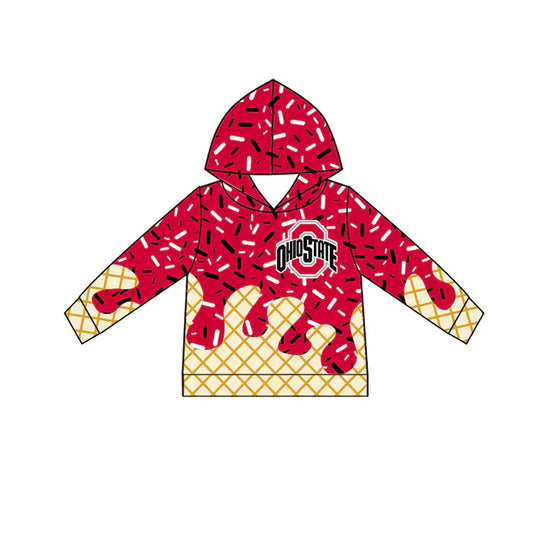 Preorder(moq 5) O red black ice cream sprinkle toddler kids team hoodie 8.18