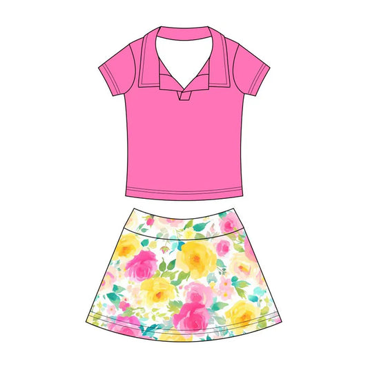 Preorder (moq 5)Baby Girls Button Pullovers Top Colorful Flowers Skirt Shorts Clothes Set 12.19