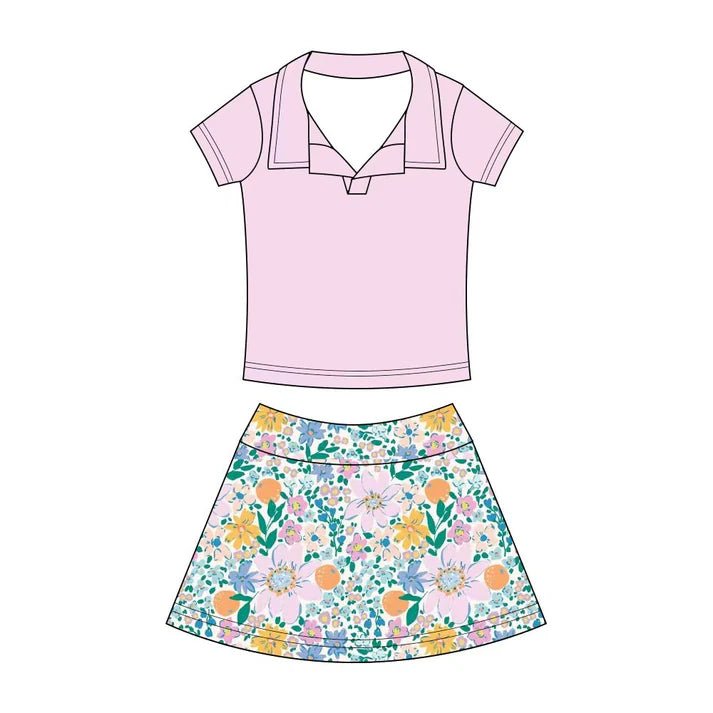 Preorder (moq 5)Baby Girls Button Pullovers Top Colorful Flowers Skirt Shorts Clothes Set 12.19