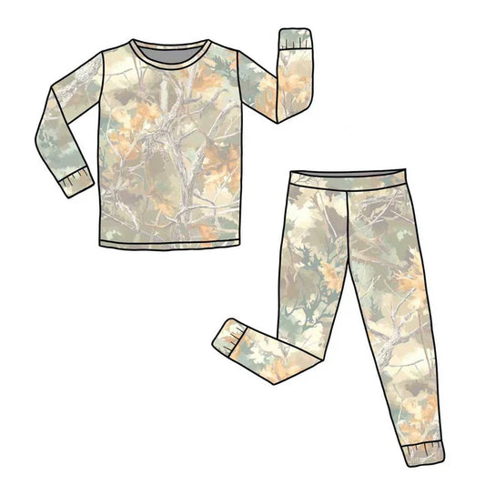 Preorder (moq 5)Baby Girls Southern Leaves Camo Long Sleeve Top Leggings Clothes Set 12.29