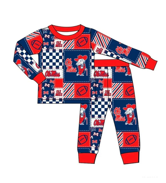 Preorder moq 5 Baby Kids Ole Miss Team Shirt Top Pants Pajamas Outfits Sets 8.11