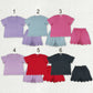Sibling Adult Women Clothes Short Sleeve Shirts Top Pockets Short Scallop Clothes Sets