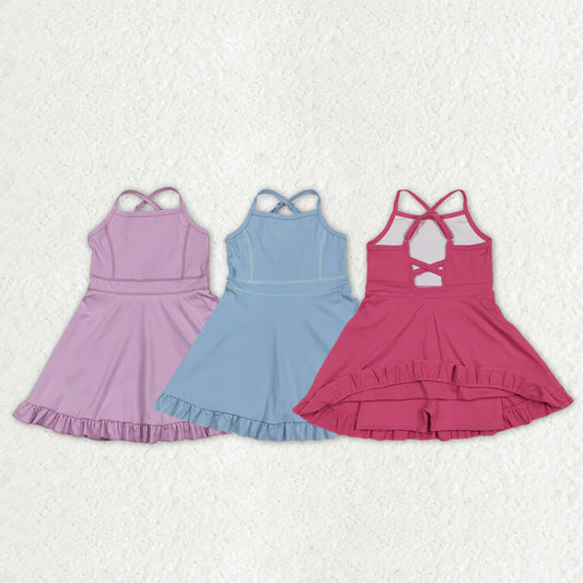 Sibling Baby Girls Strap Yoga Active Short Team Knee Length Dresses