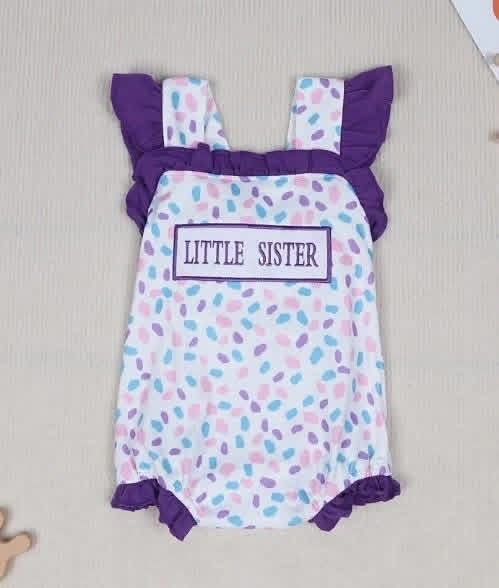 Preorder (moq 5)Baby Girls Rompers Little Sister Ruffle Rompers