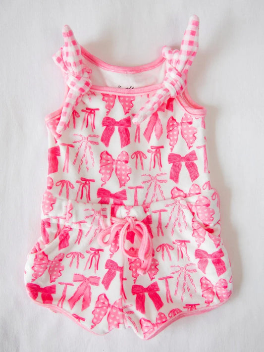 Preorder moq 5 Baby Girls Sleeveless Pink Bows Top Pockets Shorts Set 4.23