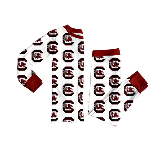 Preorder (moq 5)Baby Girls Long Sleeves Team Red Bull C Top Pants Pajamas Set 7.12