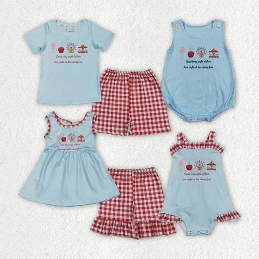 Sibling Baby Boys Park Shirts Top Red Checked Shorts Clothes Set Rompers
