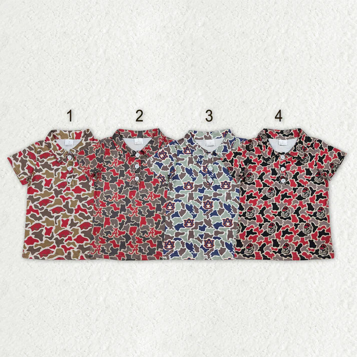Sibling Baby Boys Short Sleeve Southern Camo Team Button Polo Shirts Top
