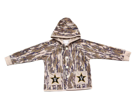 Preorder (moq 5)Baby Boys Olive Camo V Stars Pockets Team Button Hoodie Jackets Top 11.24