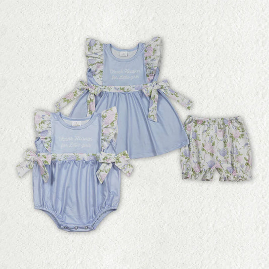 Sibling Baby Thank Heaven For Little Girls Tunic Ruffle Shorts Clothes Set Rompers