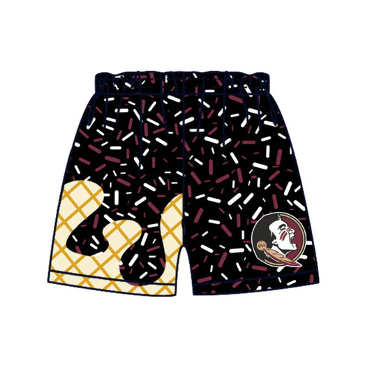 MOQ 5 pcs feather black ice cream sprinkle kids boys team shorts 8.19