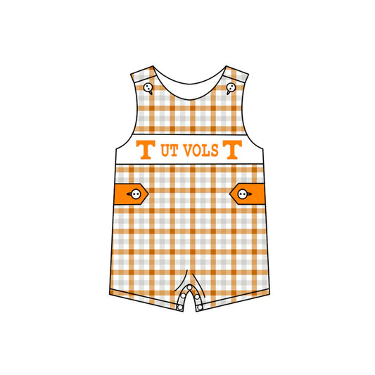 Preorder (moq 5)Baby Boys Orange Checked T Ut Vols Team Rompers 12.24
