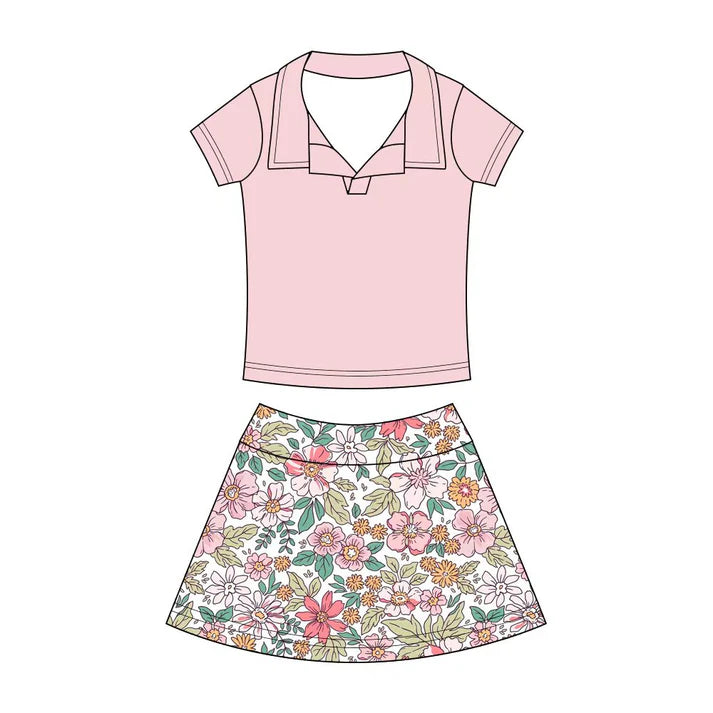 Preorder (moq 5)Baby Girls Button Pullovers Top Colorful Flowers Skirt Shorts Clothes Set 12.19