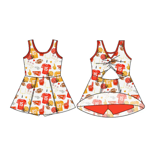 Preorder (moq 5)Baby Girls Sleeveless 87 Bows Shorts Team Knee Length Dresses 7.2