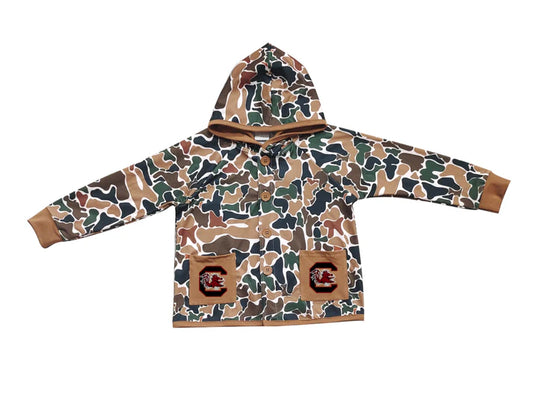 Preorder (moq 5)Baby Boys Dark Brown Camo C Red Bulls Pockets Team Button Hoodie Jackets Top 11.24