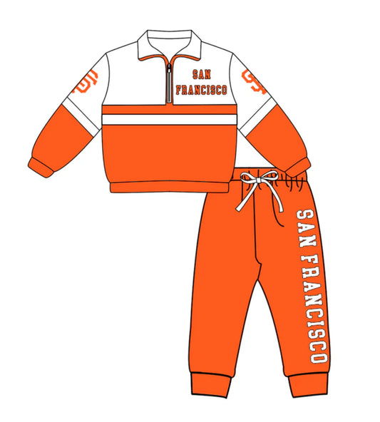 Preorder (moq 5)Baby Boys San Francisco Zipper Pullover Jogger Pants Team Clothes Set 1.6
