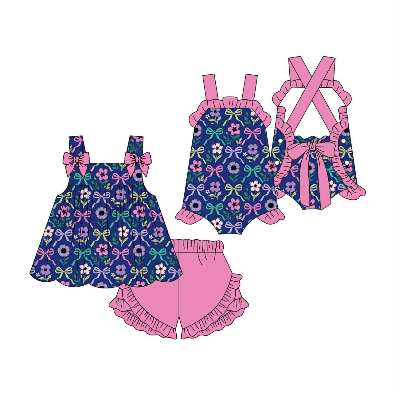 Preorder (moq 5)Baby Girls Clothes Sibling Sister Baby Rompers