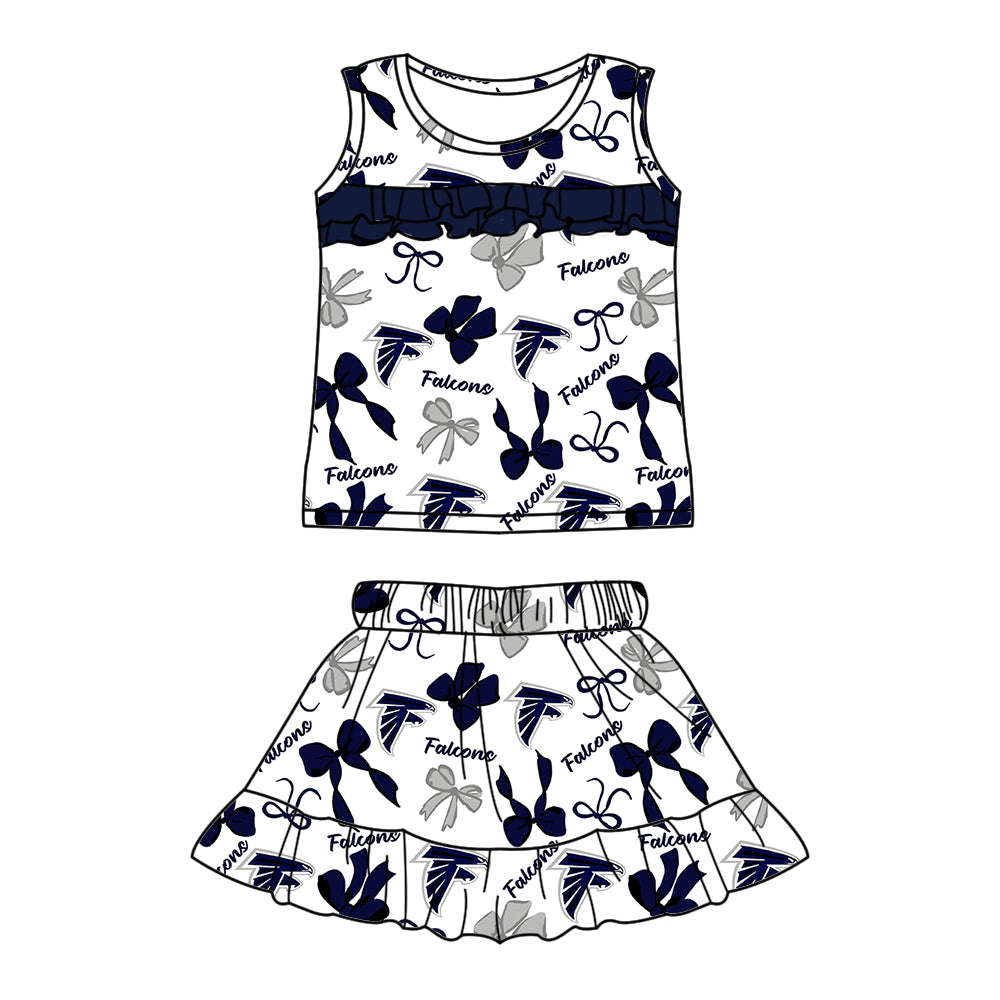 Preorder (moq 5)Baby Girls Clothes White and Navy Skirts Sets