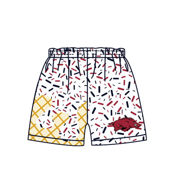 MOQ 5 pcs  hogs maroon ice cream sprinkle kids boys team shorts 8.19