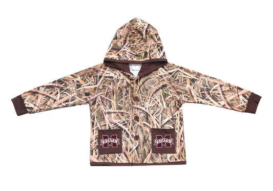 Preorder (moq 5)Baby Boys Khaki Leaves Camo M State Pockets Team Button Hoodie Jackets Top 11.24
