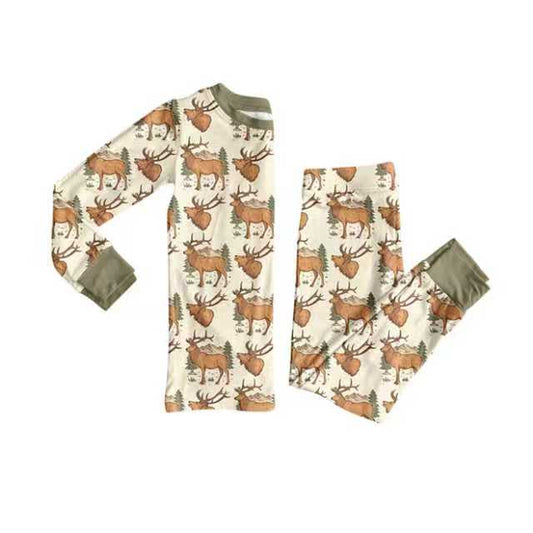Preorder (moq 8)Baby Boys Deer Top Pants Western Pajamas Set 9.24