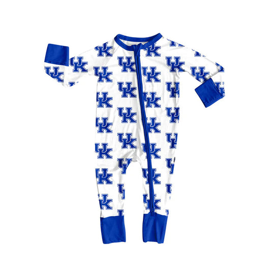 Preorder moq 5 Baby Infant Boys Long Sleeves Blue UK Plaid Zipper Romper 7.12